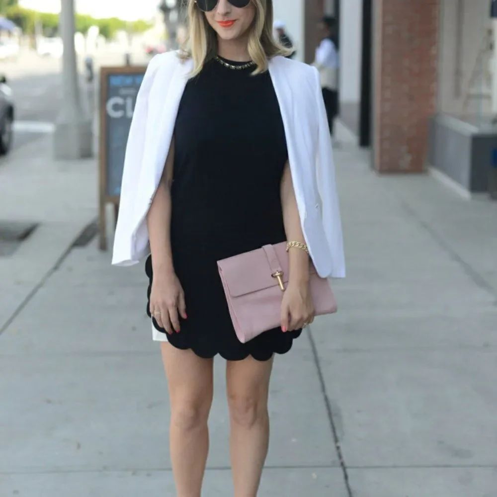 A.L.C. Alexis Halter Scalloped Trim Black Dress Dress